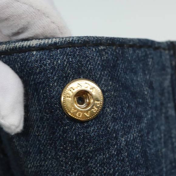 PRADA Canapa MM Hand Bag Denim Blue Auth hk1389 - Picture 5 of 16